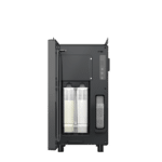 Franke milk cooling unit in Onyx with door open, showing two milk containers