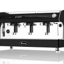 A black 3 group, electronic Fracino Romano R coffee machine