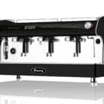 A black 3 group, electronic Fracino Romano R coffee machine