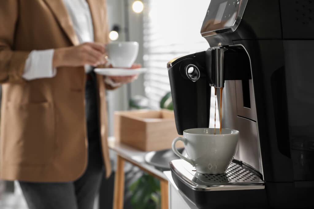An Office Coffee Making Machine in an Office Setting